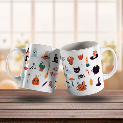 SEO. Bedruckte Tasse im Halloween Motive Design - Weiß Linkreich