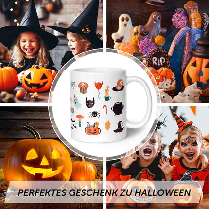 SEO. Bedruckte Tasse im Halloween Motive Design - Weiß Linkreich