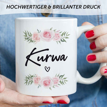 SEO. Bedruckte Tasse Kurwa - Weiß Linkreich