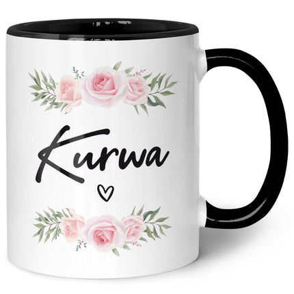 SEO. Bedruckte Tasse Kurwa - Schwarz & Weiß Linkreich