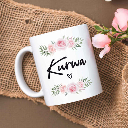 SEO. Bedruckte Tasse Kurwa - Weiß Linkreich