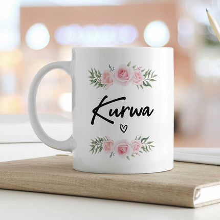 SEO. Bedruckte Tasse Kurwa - Weiß Linkreich