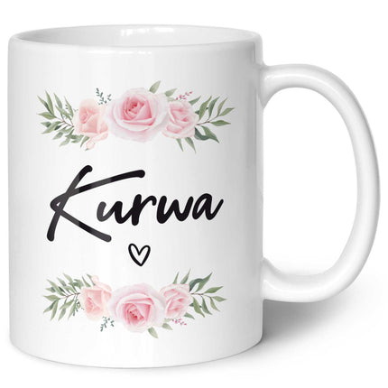 SEO. Bedruckte Tasse Kurwa - Weiß Linkreich