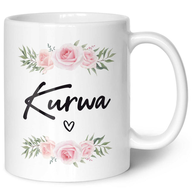 SEO. Bedruckte Tasse Kurwa - Weiß Linkreich