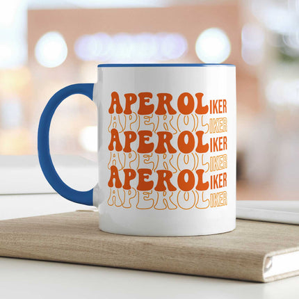 SEO. Bedruckte Tasse mit Aperol Spritz Motiv - Aperoliker - Aperol Geschenk für Frauen und Männer - Blau Linkreich