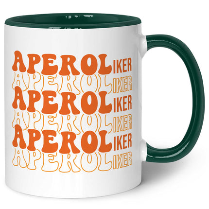 SEO. Bedruckte Tasse mit Aperol Spritz Motiv - Aperoliker - Aperol Geschenk für Frauen und Männer - Dunkelgrün Linkreich