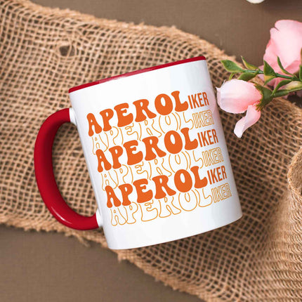 SEO. Bedruckte Tasse mit Aperol Spritz Motiv - Aperoliker - Aperol Geschenk für Frauen und Männer - Rot Linkreich