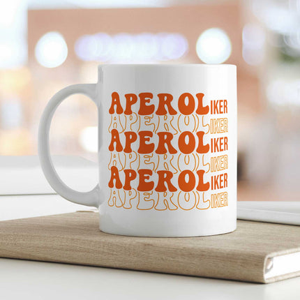 SEO. Bedruckte Tasse mit Aperol Spritz Motiv - Aperoliker - Aperol Geschenk für Frauen und Männer - Weiß Linkreich