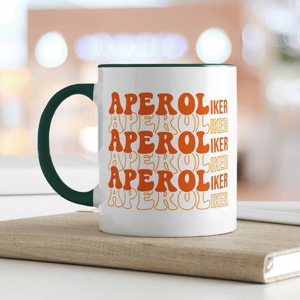 SEO. Bedruckte Tasse mit Aperol Spritz Motiv - Aperoliker - Aperol Geschenk für Frauen und Männer - Dunkelgrün Linkreich
