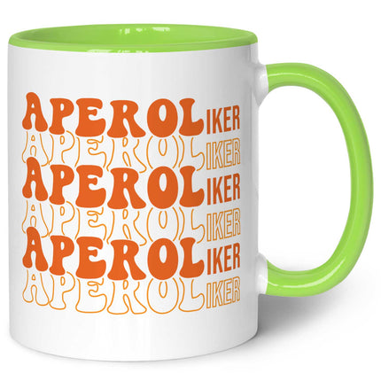 SEO. Bedruckte Tasse mit Aperol Spritz Motiv - Aperoliker - Aperol Geschenk für Frauen und Männer - Hellgrün Linkreich