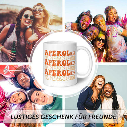 SEO. Bedruckte Tasse mit Aperol Spritz Motiv - Aperoliker - Aperol Geschenk für Frauen und Männer - Weiß Linkreich