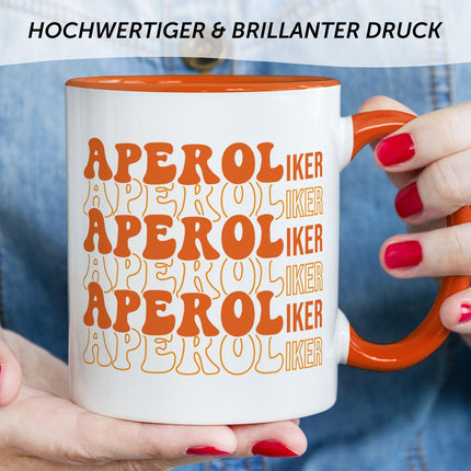 SEO. Bedruckte Tasse mit Aperol Spritz Motiv - Aperoliker - Aperol Geschenk für Frauen und Männer - Rosa Linkreich