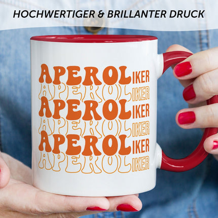 SEO. Bedruckte Tasse mit Aperol Spritz Motiv - Aperoliker - Aperol Geschenk für Frauen und Männer - Rot Linkreich