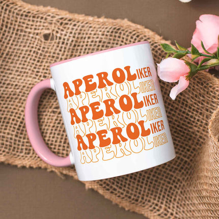 SEO. Bedruckte Tasse mit Aperol Spritz Motiv - Aperoliker - Aperol Geschenk für Frauen und Männer - Rosa Linkreich
