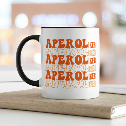 SEO. Bedruckte Tasse mit Aperol Spritz Motiv - Aperoliker - Aperol Geschenk für Frauen und Männer - Schwarz & Weiß Linkreich
