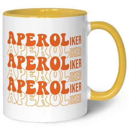 SEO. Bedruckte Tasse mit Aperol Spritz Motiv - Aperoliker - Aperol Geschenk für Frauen und Männer - Gelb Linkreich