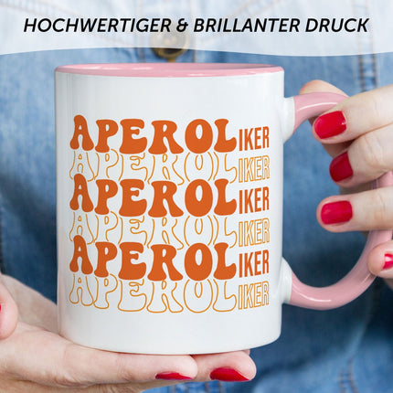 SEO. Bedruckte Tasse mit Aperol Spritz Motiv - Aperoliker - Aperol Geschenk für Frauen und Männer - Rosa Linkreich