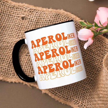 SEO. Bedruckte Tasse mit Aperol Spritz Motiv - Aperoliker - Aperol Geschenk für Frauen und Männer - Schwarz & Weiß Linkreich