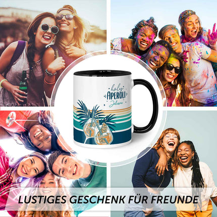 SEO. Bedruckte Tasse mit Aperol Spritz Motiv - Holy Aperoli - Aperol Geschenk für Frauen und Männer - Schwarz & Weiß Linkreich