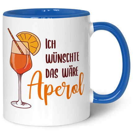 SEO. Bedruckte Tasse mit Aperol Spritz Motiv - Ich wünschte das wäre Aperol - Aperol Geschenk - Blau Linkreich