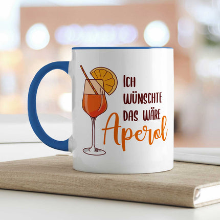 SEO. Bedruckte Tasse mit Aperol Spritz Motiv - Ich wünschte das wäre Aperol - Aperol Geschenk - Weiß Linkreich