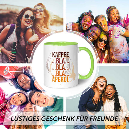 SEO. Bedruckte Tasse mit Aperol Spritz Motiv - Kaffee bla bla bla Aperol - Aperol Geschenk - Hellgrün Linkreich