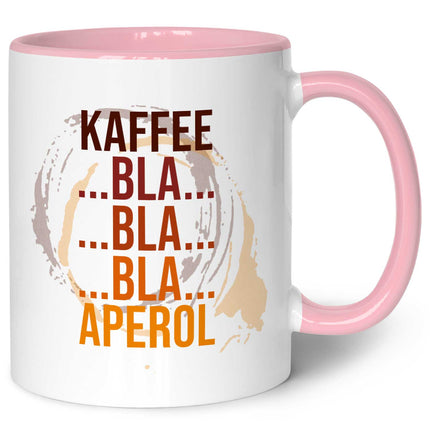 SEO. Bedruckte Tasse mit Aperol Spritz Motiv - Kaffee bla bla bla Aperol - Aperol Geschenk - Rosa Linkreich
