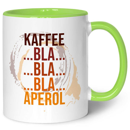 SEO. Bedruckte Tasse mit Aperol Spritz Motiv - Kaffee bla bla bla Aperol - Aperol Geschenk - Hellgrün Linkreich