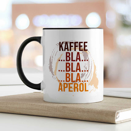 SEO. Bedruckte Tasse mit Aperol Spritz Motiv - Kaffee bla bla bla Aperol - Aperol Geschenk - Schwarz & Weiß Linkreich