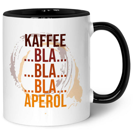 SEO. Bedruckte Tasse mit Aperol Spritz Motiv - Kaffee bla bla bla Aperol - Aperol Geschenk - Schwarz & Weiß Linkreich