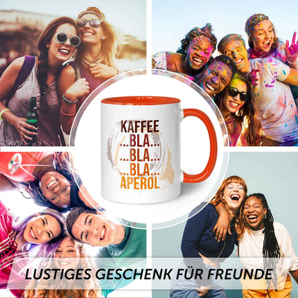 SEO. Bedruckte Tasse mit Aperol Spritz Motiv - Kaffee bla bla bla Aperol - Aperol Geschenk - Hellgrün Linkreich