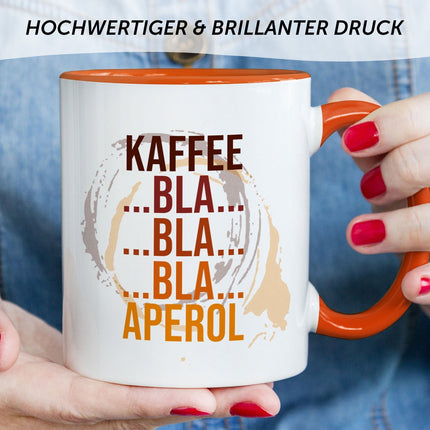 SEO. Bedruckte Tasse mit Aperol Spritz Motiv - Kaffee bla bla bla Aperol - Aperol Geschenk - Hellgrün Linkreich