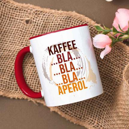 SEO. Bedruckte Tasse mit Aperol Spritz Motiv - Kaffee bla bla bla Aperol - Aperol Geschenk - Rot Linkreich