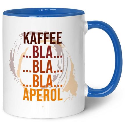 SEO. Bedruckte Tasse mit Aperol Spritz Motiv - Kaffee bla bla bla Aperol - Aperol Geschenk - Blau Linkreich