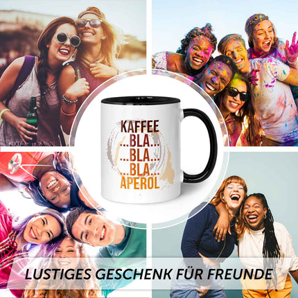 SEO. Bedruckte Tasse mit Aperol Spritz Motiv - Kaffee bla bla bla Aperol - Aperol Geschenk - Schwarz & Weiß Linkreich