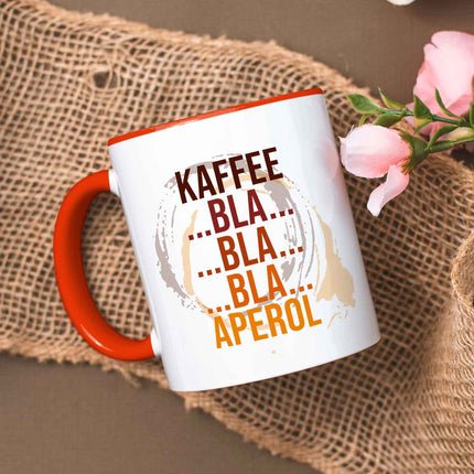 SEO. Bedruckte Tasse mit Aperol Spritz Motiv - Kaffee bla bla bla Aperol - Aperol Geschenk - Hellgrün Linkreich