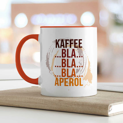 SEO. Bedruckte Tasse mit Aperol Spritz Motiv - Kaffee bla bla bla Aperol - Aperol Geschenk - Hellgrün Linkreich