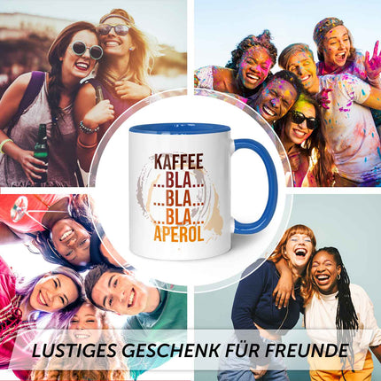 SEO. Bedruckte Tasse mit Aperol Spritz Motiv - Kaffee bla bla bla Aperol - Aperol Geschenk - Blau Linkreich