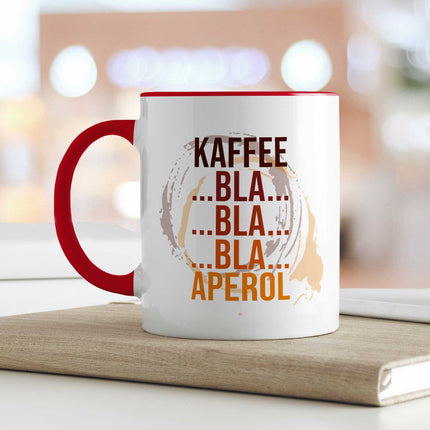 SEO. Bedruckte Tasse mit Aperol Spritz Motiv - Kaffee bla bla bla Aperol - Aperol Geschenk - Rot Linkreich