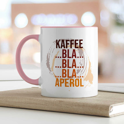 SEO. Bedruckte Tasse mit Aperol Spritz Motiv - Kaffee bla bla bla Aperol - Aperol Geschenk - Rosa Linkreich