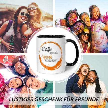 SEO. Bedruckte Tasse mit Aperol Spritz Motiv - Kaffee , weil es für Aperol noch zu früh ist - Schwarz & Weiß Linkreich