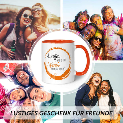 SEO. Bedruckte Tasse mit Aperol Spritz Motiv - Kaffee , weil es für Aperol noch zu früh ist - Hellgrün Linkreich