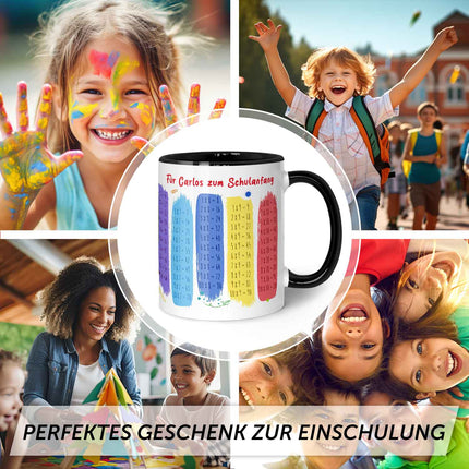 SEO. Bedruckte Tasse mit dem 1x1 - personalisiert mit Name - Schwarz & Weiß Linkreich