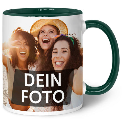 SEO. Bedruckte Tasse mit eigenem Foto - Dunkelgrün Linkreich