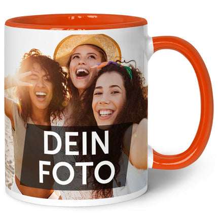 SEO. Bedruckte Tasse mit eigenem Foto - Orange Linkreich