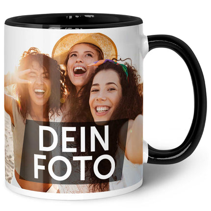 SEO. Bedruckte Tasse mit eigenem Foto - Schwarz & Weiß Linkreich
