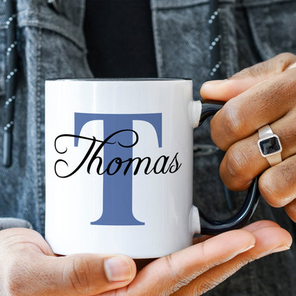 SEO. Bedruckte Tasse mit Initialen und Namen - Schwarz & Weiß Linkreich