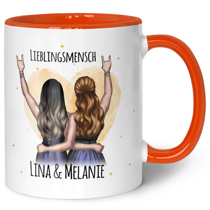 SEO. Bedruckte Tasse mit Konfiguration - Beste Freundin - Orange Linkreich