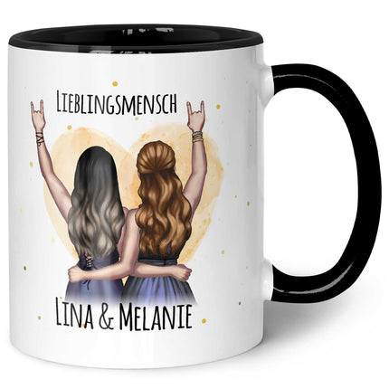 SEO. Bedruckte Tasse mit Konfiguration - Beste Freundin - Schwarz & Weiß Linkreich