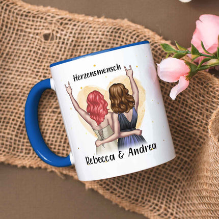 SEO. Bedruckte Tasse mit Konfiguration - Beste Freundin - Blau Linkreich